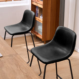 Close-up of padded black seat with smooth upholstery on modern bar stool