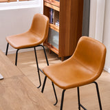 Close-up of padded seat upholstery on modern counter and bar stool