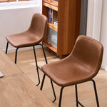 Close-up of padded seat upholstery on modern counter and bar stool