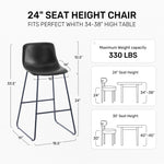 Black counter height stool with cushioned seat and metal legs, ideal for kitchen island seating
