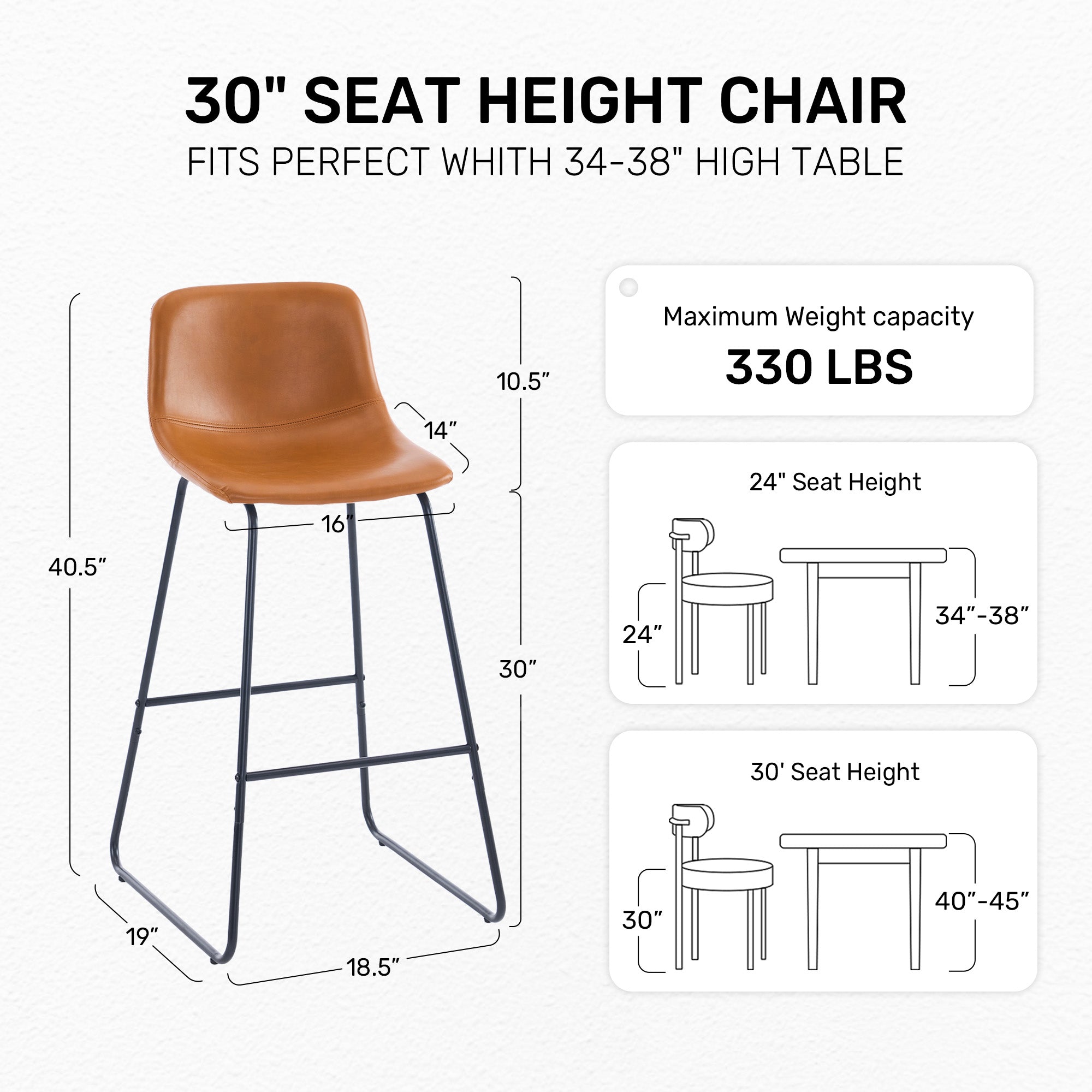 Bar height stool with padded seat and metal legs, designed for home bar or high counter