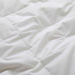 White down feather blanket with 100% cotton cover and box quilting, lightweight and breathable for year-round comfort