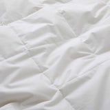 White down feather blanket with 100% cotton cover and box quilting, lightweight and breathable for year-round comfort