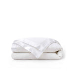 White down blanket with 100% cotton cover and box quilting, lightweight and breathable for year-round comfort