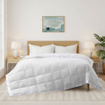 White down feather blanket with 100% cotton cover and box quilting, lightweight and breathable for year-round comfort