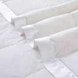 White down feather blanket with 100% cotton cover and box quilting, lightweight and breathable for year-round comfort